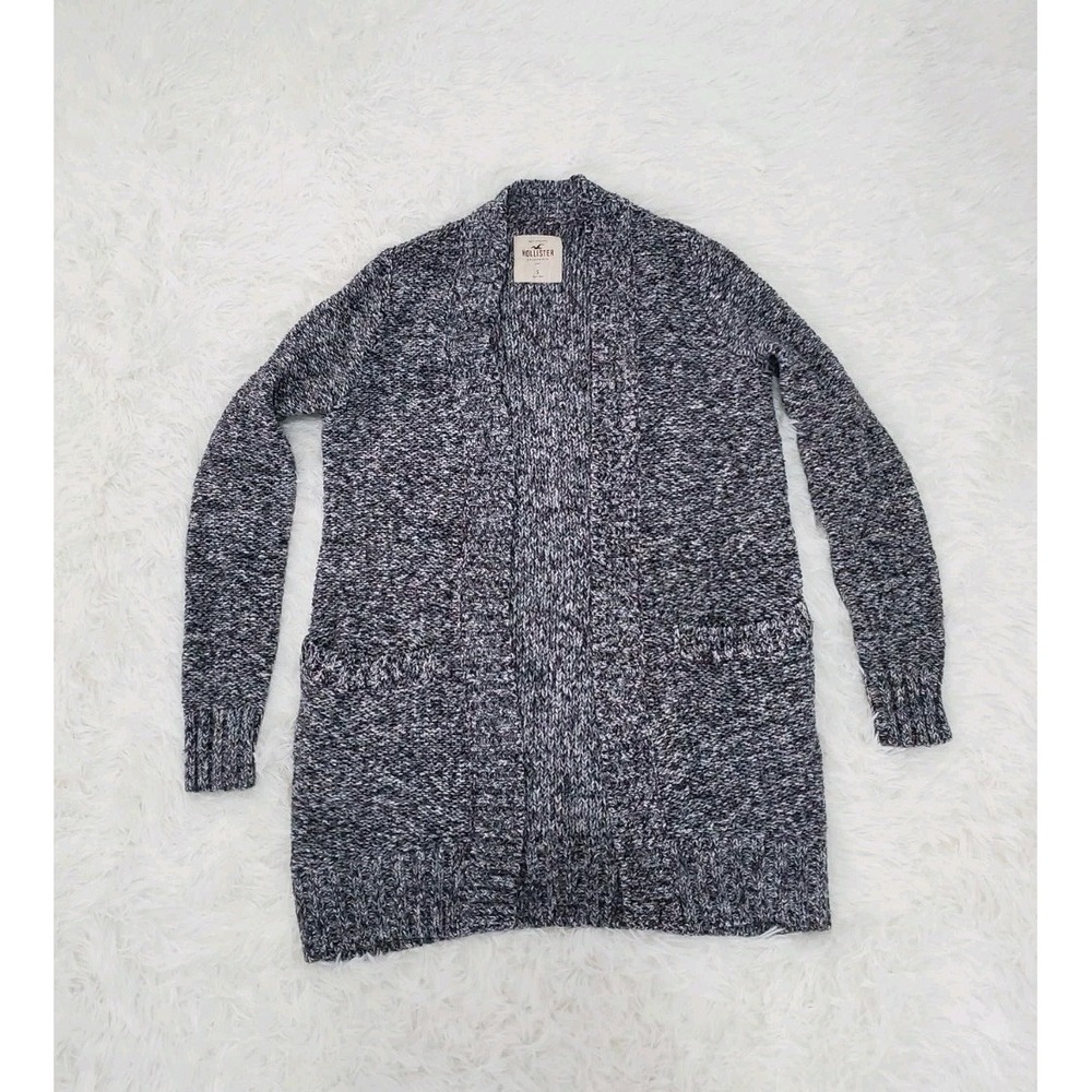 Hollister Marled Sweater Open Front Cardigan Gray Multicolored Chunky Knit Small